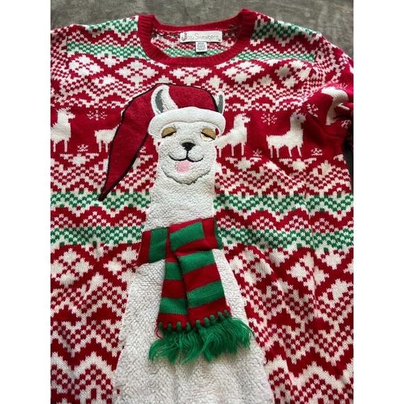 Ugly Christmas Sweater Size M Medium Jolly Sweaters Red Green White‎ Llama - Picture 3 of 5